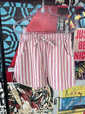 Shorts Listrado Carmim Off