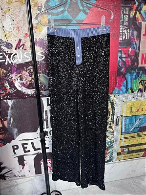 Calça Listras Paetês Preto