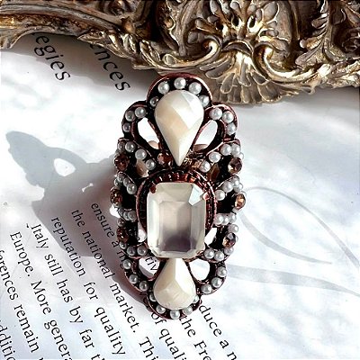 Anel Chaton Leitoso Cobre
