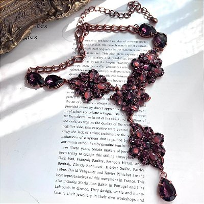 Colar Terço Pedras Uva Cobre
