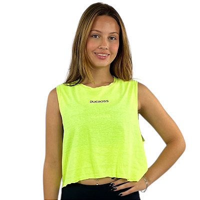 Regata Cropped Amarelo Neon