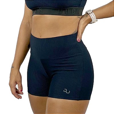 Shorts Basic Canelado Preto