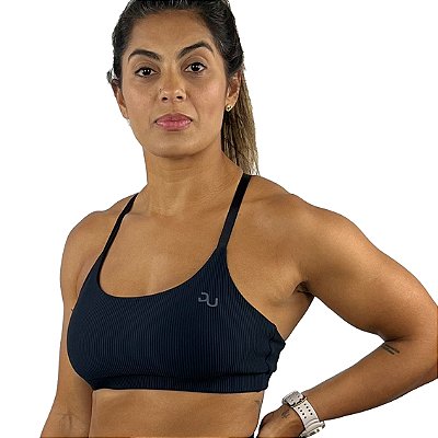 Top alça Regulável Nadador Canelado Preto