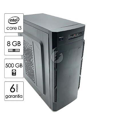 Pc Computador Intel Core i3 + 8GB + 500GB HD + WiFi - Desktop com Garantia 6 meses - Processador i3