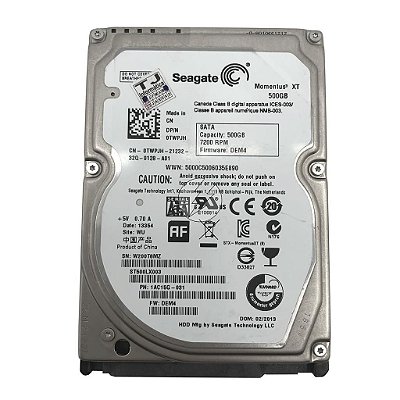 HD 500GB, SATA 2,5" 7,2K da Seagate: 0TWPJH 1AC15G-031