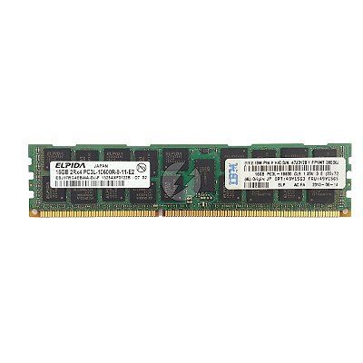 Memória RAM Elpida EBJ17RG4EBWA-DJ-F 47J0170 49Y1565: DDR3L, 16GB, 2Rx4, 1333R, RDIMM