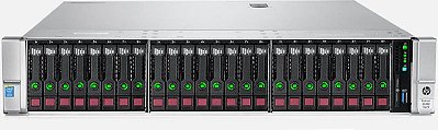 Servidor HP DL380 G9: 26B, 2 Xeon 12 Core, 128Gb, 2x HD SAS 300GB + Placa 2x SFP+ 10Gb, par Trilhos