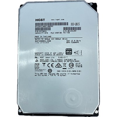 Hd Sas Hgst 8TB 12gb/s Huh728080al4200 (0f23651) 3.5', 7,2K