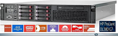 Servidor HP ProLiant DL380 G6: 2x Xeon, DDR2 32GB, 8x HD SAS 146GB