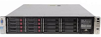 Servidor HP DL380 G8 c/ 8B de 2,5": 2 Xeon E5-2665 Octa Core, Ram 64Gb, 2x SAS 300Gb.