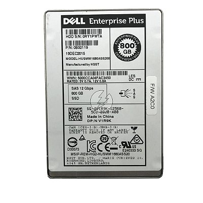 HD SSD Sas Dell 800GB 12 Gbps 2.5" HUSMM1680ASS200 V1R9K