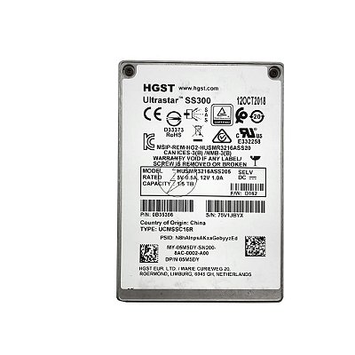 HD SSD Sas Dell 1.6 Tera, 12 Gbps 2.5" HUSMR1616ASS205 G8XPN