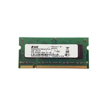 Memória RAM SMART SG564283FG8NWKFMQR 638G: DDR2, 1GB, 2Rx16, 800U, SODIMM