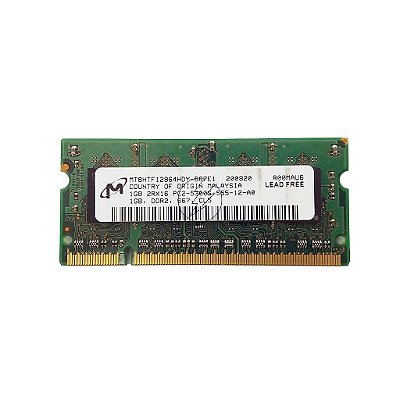 Memória RAM Micron MT8HTF12864HDY-667E1 200820: DDR2, 1GB, 2Rx16, 667S, SODIMM
