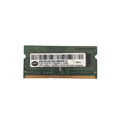 Memória RAM HBS HB3SU001GEM8FMB33: DDR3, 1GB, 1Rx8, 1333S, SODIMM