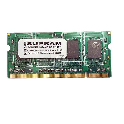 Memória RAM Supram: DDR2, 1GB, Rx, 667, SODIMM