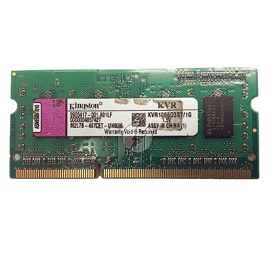 Memória RAM Kingston KVR1066D3S7/1G Chip Elpida: DDR3, 1GB, Rx, 1066, SODIMM
