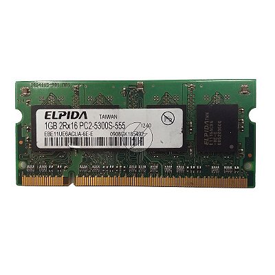 Memória RAM Elpida EBE11UE6ACUA-6E-E: DDR2, 1GB, 2Rx16, 667, SODIMM