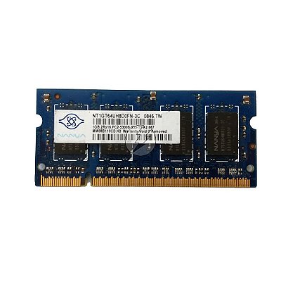 Memória RAM Nanya NT1GT64UH8D0FN-3C: DDR2, 1GB, 2Rx16, 667, SODIMM