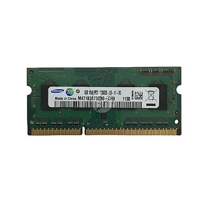 Memória RAM Samsung M471B2873GB0-CH9 572292-D88: DDR3, 1GB, 1Rx8, 1333MHz, 10600S, SODIMM