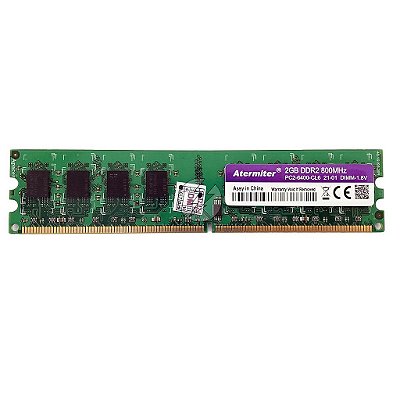 Memória RAM Atermiter Chip Samsung: DDR2, 2GB, Rx, 800, UDIMM