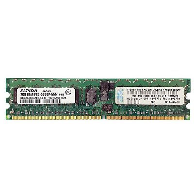 Memória RAM Elpida EBE20AE4AFFA-6E-E 38L6043 41Y2770: DDR2, 2GB, 1Rx4, 667P, RDIMM