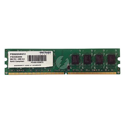 Memória RAM Patriot PSD22G6672: DDR2, 2GB, Rx, 667, UDIMM