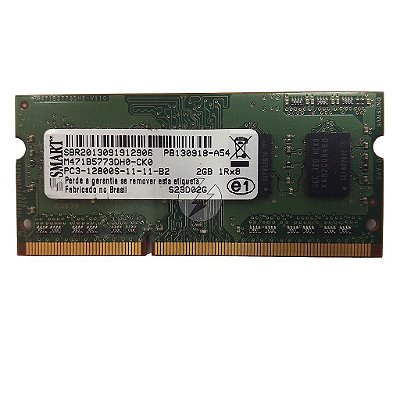 Memória RAM SMART M471B5773DH0-CK0 S23D02G: DDR3, 2GB, 1Rx8, 1600S, SODIMM