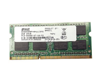 Memória RAM SMART SH564568FH8NWLCSFG 787H 41R0625 55Y3713: DDR3, 2GB, 2Rx8, 1066S, SODIMM