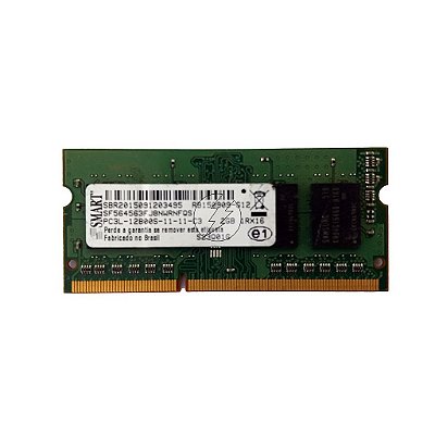Memória RAM SMART SF564563FJ8NWRNFQS S23Q01G: DDR3L, 2GB, 1Rx16, 1600S, SODIMM