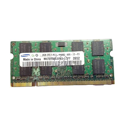 Memória RAM Samsung M470T5663EH3-CF7: DDR2, 2GB, 2Rx8, 800, SODIMM