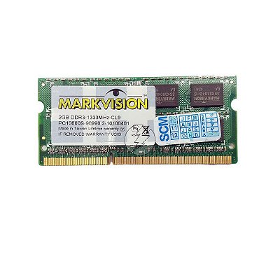 Memória RAM MarkVision 3-10100401: DDR3, 2GB, Rx, 1333, SODIMM