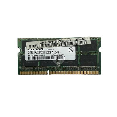 Memória RAM Elpida EBJ21UE8BAU0-AE-E: DDR3, 2GB, 2Rx8, 1066MHz, 8500S, SODIMM