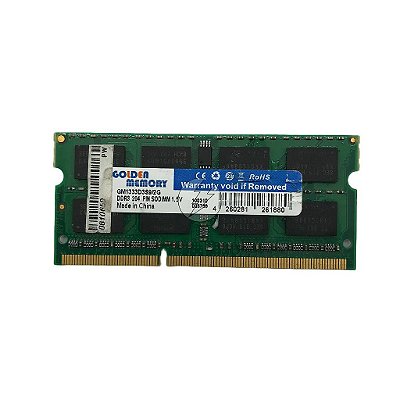 Memória RAM Golden Memory GM1333D3S9/2G: DDR3, 2GB, Rx, 1333, SODIMM