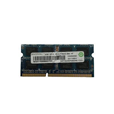 Memória RAM Ramaxel RMT3020EF48E8W-1333 41R0628: DDR3, 2GB, 2Rx8, 1333MHz, 10600S, SODIMM