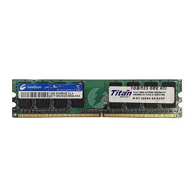 Memória RAM GeeDom GDT10028UDX824-533: DDR1, 1GB, Rx, 533, UDIMM