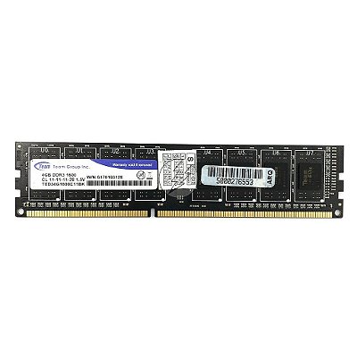 Memória RAM Team TED34G1600C11BK: DDR3, 4GB, 2Rx8, 1600, UDIMM