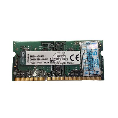 Memória RAM Kingston KVR13S9S8/4 Chip Kingston: DDR3, 4GB, Rx, 1333, SODIMM