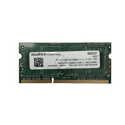 Memória RAM Mushkin Essentials 992037: DDR3L, 4GB, Rx, 1600, SODIMM