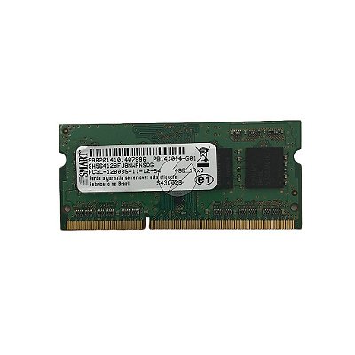 Memória RAM SMART SH564128FJ8WRNSQG S43Q02G: DDR3L, 4GB, 1Rx8, 1600MHz, 12800S, SODIMM