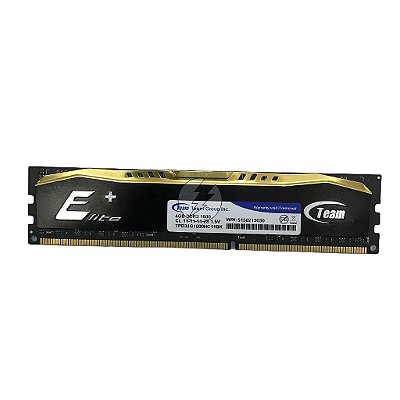 Memória RAM Team TPD34G1600HC11BK: DDR3, 4GB, Rx, 1600MHz, 12800, UDIMM
