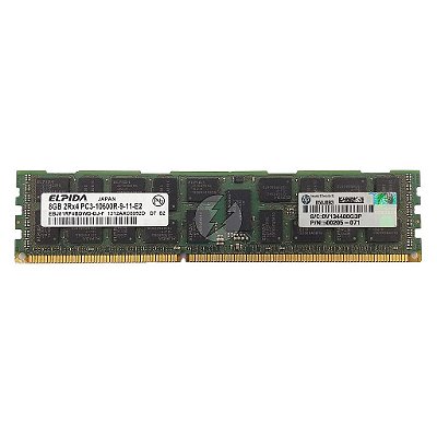 Memória RAM Elpida EBJ81RF4BDWD-DJ-F 500205-071: DDR3, 8GB, 2Rx4, 1333R, RDIMM
