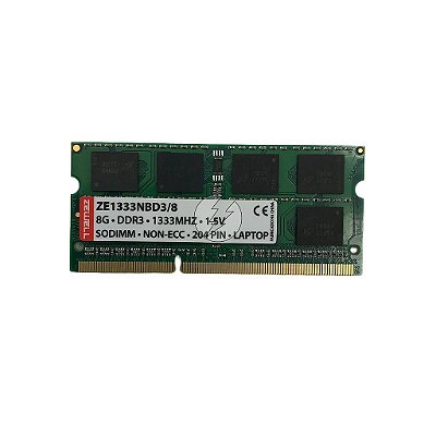 Memória RAM Zewell ZE1333NBD3/8: DDR3, 8GB, Rx, 1333MHz, 10600, SODIMM