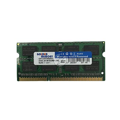Memória RAM Golden Memory GM1333D3S9/8G: DDR3L, 8GB, Rx, 1333MHz, 10600S, SODIMM