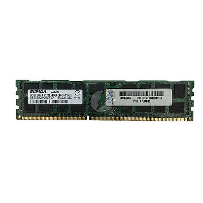 Memória RAM Elpida EBJ81RF4EDWA-DJ-F 47J0136: DDR3L, 8GB, 2Rx4, 1333MHz, 10600R, RDIMM