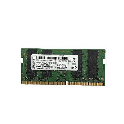 Memória RAM SMART SF4642G8CK8IEGKSBG S164B0GL 0G89G2: DDR4, 16GB, 2Rx8, 2400T, SODIMM