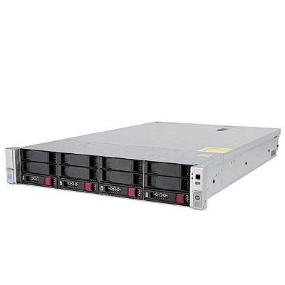 Servidor HP DL380 G9 c/ 14B: 2 Xeon 14 Core, Ram 256Gb, SEM DISCOS (8x Gavetas vazias), Controladora SAS, QSFP 40Gb, Trilhos