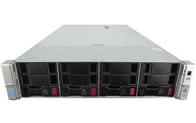 Servidor HP DL380 G9 c/ 12 Baias 3,5”: 2 Xeon 20 Core, Ram 512GB, 2x SSD SAS 400Gb + 4x HD SAS 8TB, QSFP 40Gb, Trilhos.