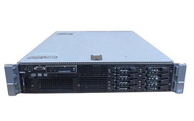 Servidor Dell R710 c/ 8 Baias de 2,5": 2 Xeon OctaCore, Ram 128GB, 2x HD SAS 300GB