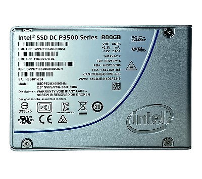 SSD PCIe NVMe 800GB Intel DC P3500 Enterprise - Garantia 1 ano